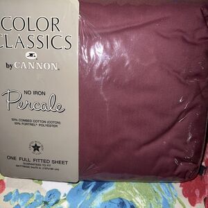Vintage Cannon Color Classics No Iron Percale Full Fitted Sheet 54 x 75 In
